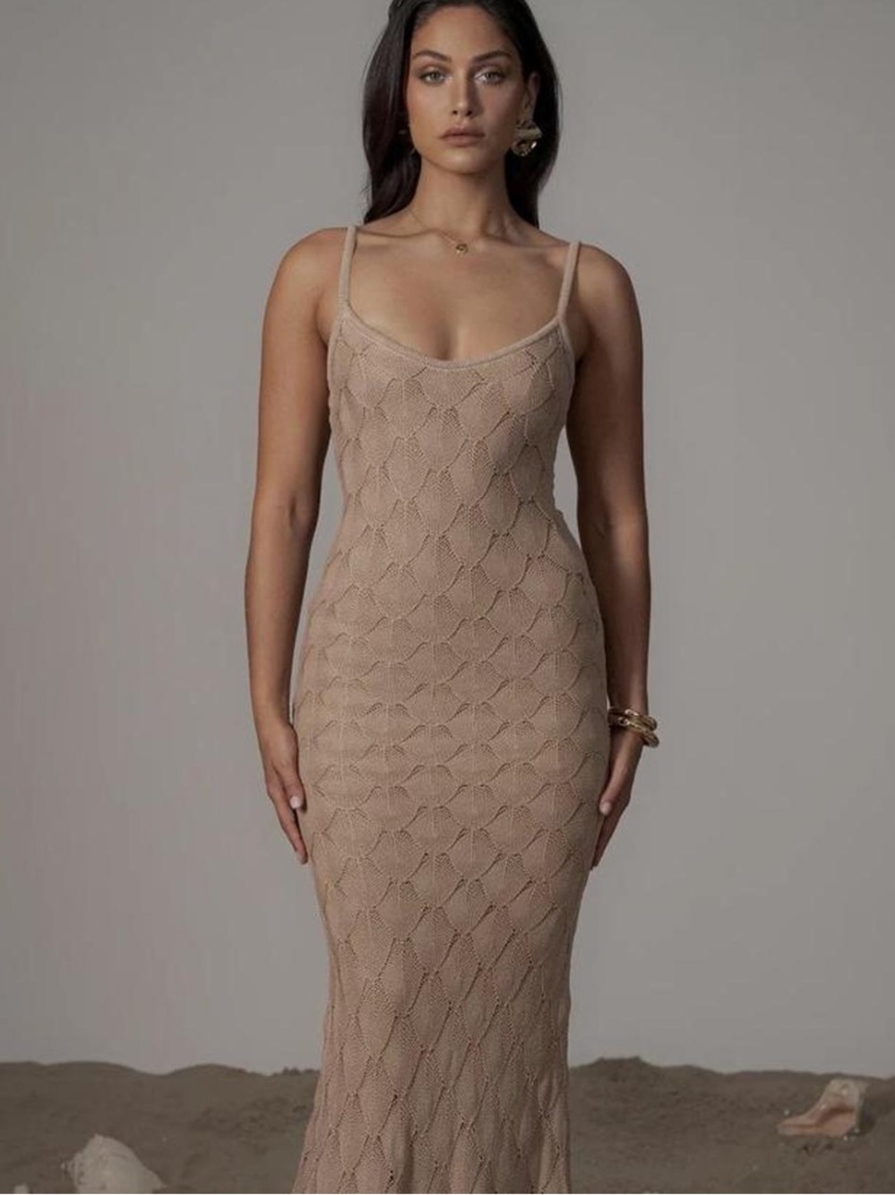 JLUXLABEL Beige Gabriela Knit Maxi Dress